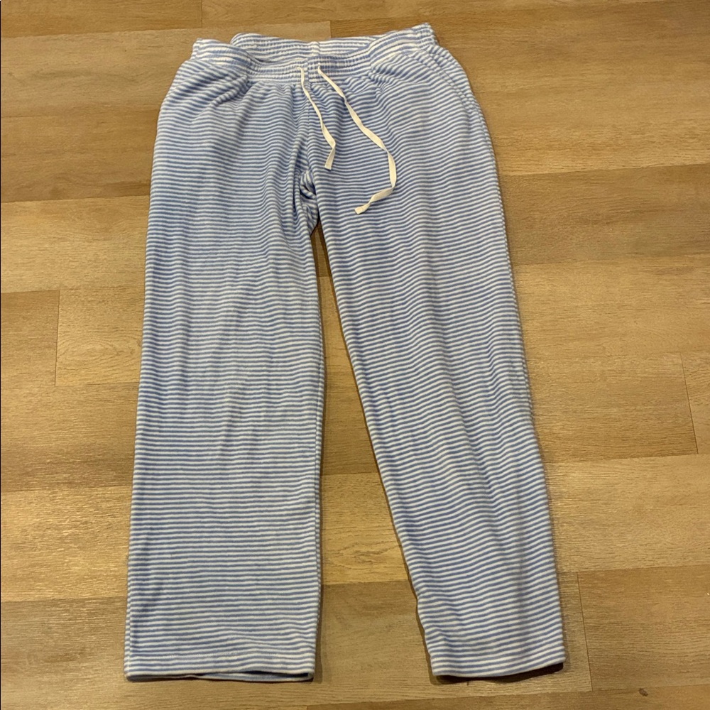 Blue and White Striped Lounge Pants